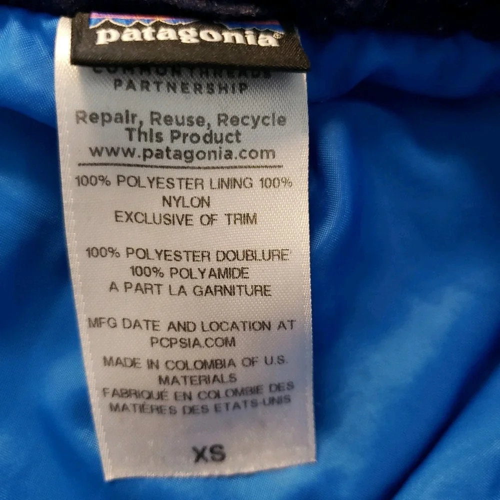 Patagonia Kids Retro-X Fleece Vest XS Pockets Logo Full Zip Colorblock Blue